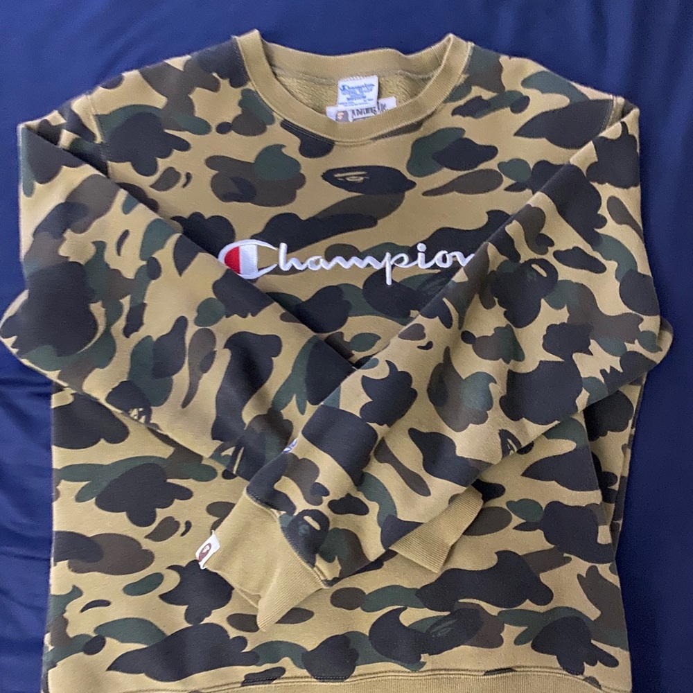 Bape x Champion 1st Camo Green Crewneck